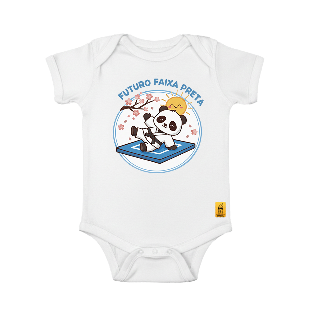 Body Bebê Judoca Panda Futuro Faixa Preta 